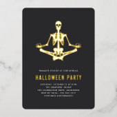 Golden Skeleton Halloween Party Folie Uitnodiging (Voorkant)