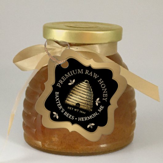 Golden Skep Honey Label Elaborate Gold Gradient