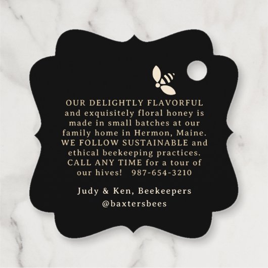 Golden Skep Honey Label Elaborate Gold Gradient (Achterkant)