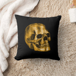 Golden Skull Cool Luxury Black Gothic Halloween Kussen