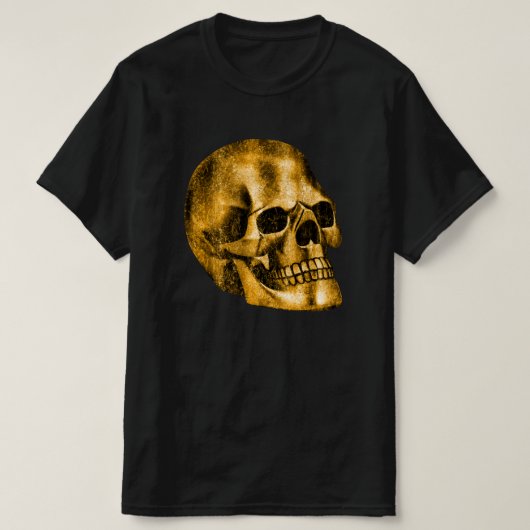 Golden Skull Cool Luxury Black Gothic Halloween T-shirt (Design voorkant)