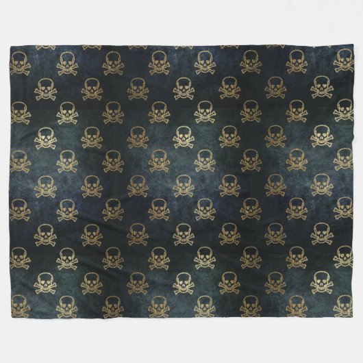 Golden Skull & Crossbones Fleece Blanket (Voorkant (Horizontaal))