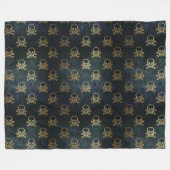Golden Skull & Crossbones Fleece Blanket Deken (Voorkant (Horizontaal))