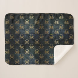 Golden Skull & Crossbones Sherpa Blanket Sherpa Deken