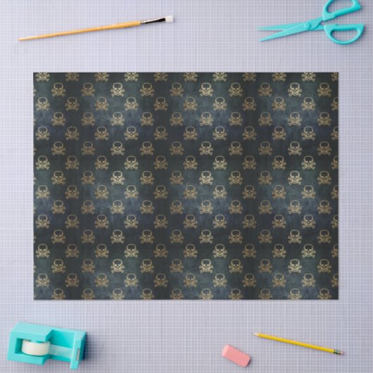 Golden Skull & Crossbones Weefpapier Tissuepapier (Craft)