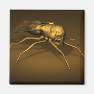 Golden Skull Fly Magneet