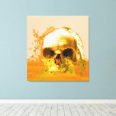 Golden Skull in Water Canvas Afdruk (Insitu (Houten vloer))