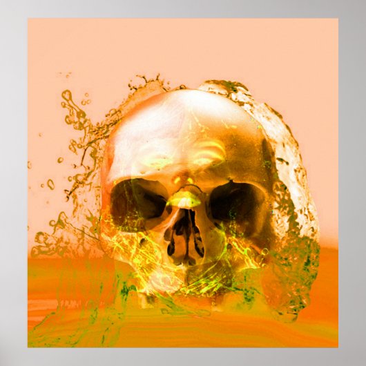 Golden Skull in Water Poster (Voorkant)