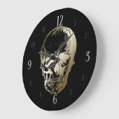 Golden Skull Metallic Design op Black Grote Klok (Hoek)