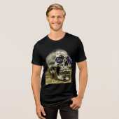 Golden Skull with Amethyst Eyes Tri-Blend Shirt (Voorkant volledig)