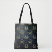 Golden Skulls Gothic Pattern Tote Bag (Voorkant)