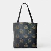 Golden Skulls Gothic Pattern Tote Bag (Achterkant)