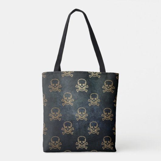 Golden Skulls Gothic Pattern Tote Bag (Achterkant)