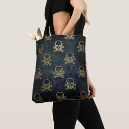 Golden Skulls Gothic Pattern Tote Bag
