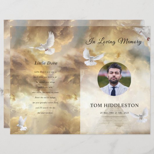 Golden Sky Uitvaartprogramma Sjabloon (Voorkant / Achterkant)