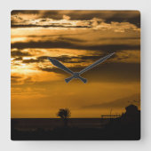 Golden Sky Vierkante Klok (Voorkant)