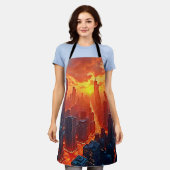 Golden Skyline: Radiant City Sunset Art Schort (Gedragen)