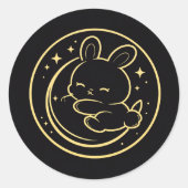 Golden Sleeping Bunny Moon Sticker (Voorkant)