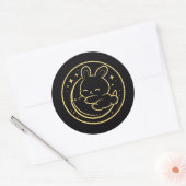 Golden Sleeping Bunny Moon Sticker (Envelop)