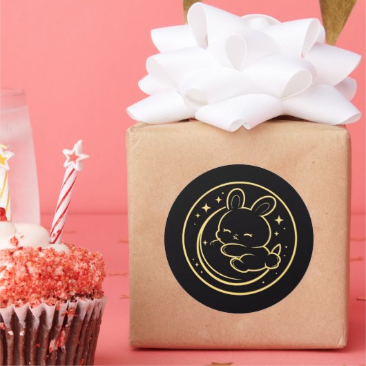 Golden Sleeping Bunny Moon Sticker (Feest)