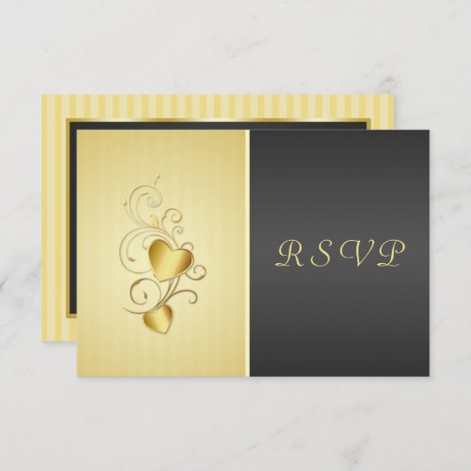 Golden sloot harten RSVP (Voorkant / Achterkant)