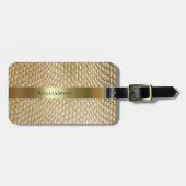 Golden Snakeskin Digital Leather Gold Metal Bagagelabel (Voorkant horizontaal)