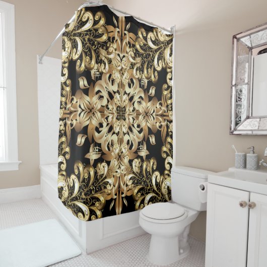 Golden sneeuwvlok eenvoudig naadloos patroon. Vint Douchegordijn (In situ)