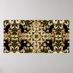 Golden sneeuwvlok eenvoudig naadloos patroon. Vint Poster