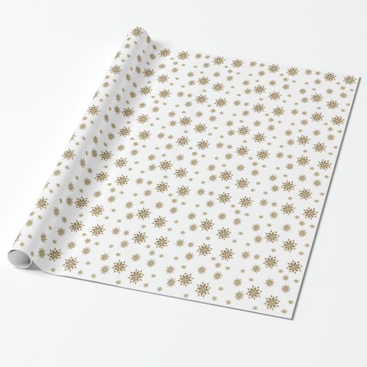 Golden sneeuwvlokken cadeaupapier (Uitgerold)