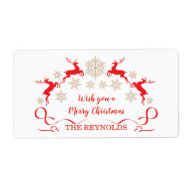 Golden sneeuwvlokken en rendierkerst etiket