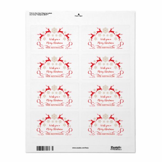 Golden sneeuwvlokken en rendierkerst etiket (Full Sheet)