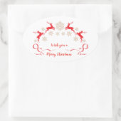 Golden sneeuwvlokken en rendierkerst ovale sticker (Tas)