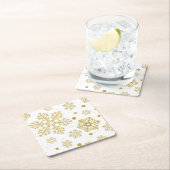 Golden sneeuwvlokken kartonnen onderzetters (Insitu)
