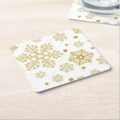 Golden sneeuwvlokken kartonnen onderzetters (Schuin)
