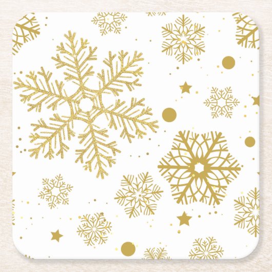 Golden sneeuwvlokken kartonnen onderzetters (Voorkant)