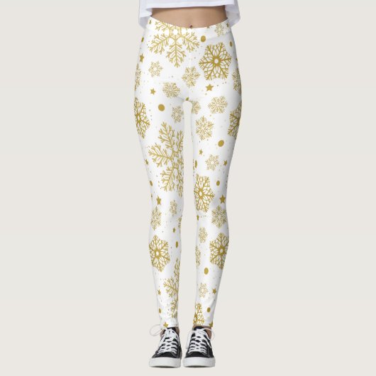 Golden sneeuwvlokken leggings (Voorkant)