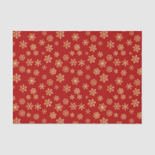 Golden sneeuwvlokken op een rode achtergrond tissuepapier (Voorkant)