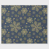 Golden sneeuwvlokken op marinepapier cadeaupapier (Vlak)