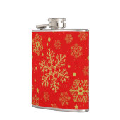 Golden sneeuwvlokken op rood heupfles (Links)