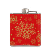 Golden sneeuwvlokken op rood heupfles (Achterkant)