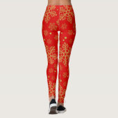 Golden sneeuwvlokken op rood leggings (Achterkant)