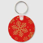 Golden sneeuwvlokken op rood sleutelhanger (Voorkant)