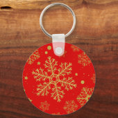 Golden sneeuwvlokken op rood sleutelhanger (Voorkant)