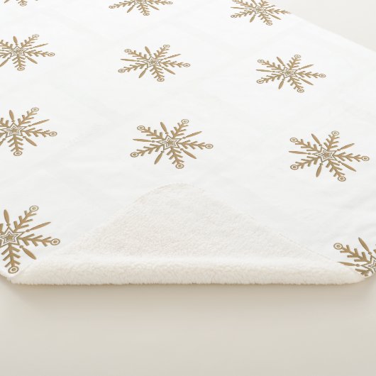 Golden sneeuwvlokken op witte, mooie sherpa-dekens sherpa deken (3/4)