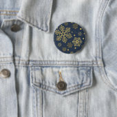 Golden sneeuwvlokken op zee ronde button 5,7 cm (In situ)