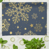 Golden sneeuwvlokken op zee theedoek (Gevouwen)