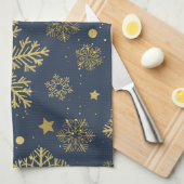 Golden sneeuwvlokken op zee theedoek (Quarter Fold)