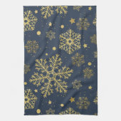 Golden sneeuwvlokken op zee theedoek (Verticaal)