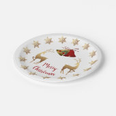 Golden sneeuwvlokken, rendieren, kerst papieren bordje (Gekanteld)