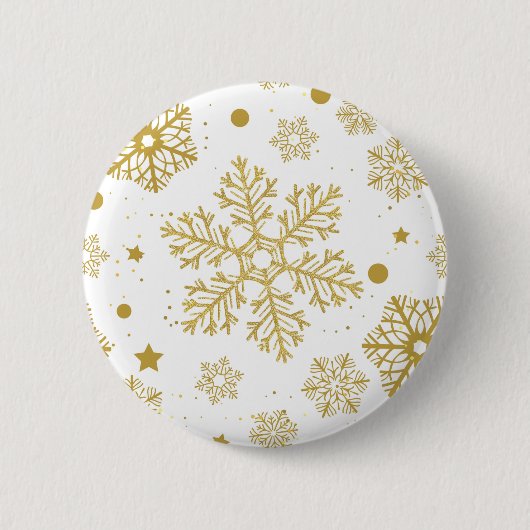 Golden sneeuwvlokken ronde button 5,7 cm (Voorkant)